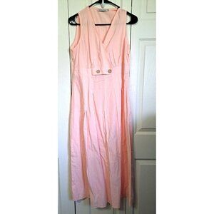 Misslook M Pink V-Neck Sleeveless Maxi Dress Lagenlook Cottagecore